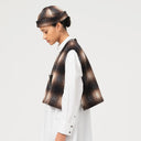 Sepia/Cream Felted Check Pull Over Vest