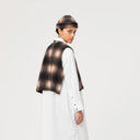 Sepia/Cream Felted Check Pull Over Vest