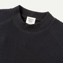 Black Waffle Mid-Neck Crew Sweatshirt