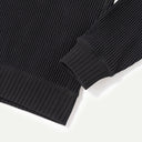 Black Waffle Mid-Neck Crew Sweatshirt