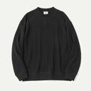 Black Waffle Mid-Neck Crew Sweatshirt