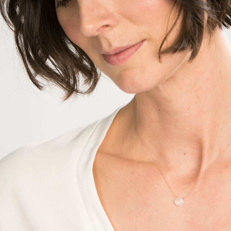 Model wearing the Wanderlust Life June Birthstone Moonstone Necklace